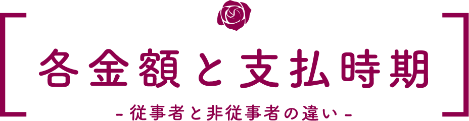 各金額と支払時期 従業者と非従業者の違い